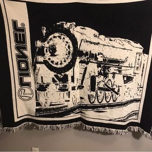 Vintage Lionel Trains Blanket 60” X 48” Black & White Tassel Throw RARE!!